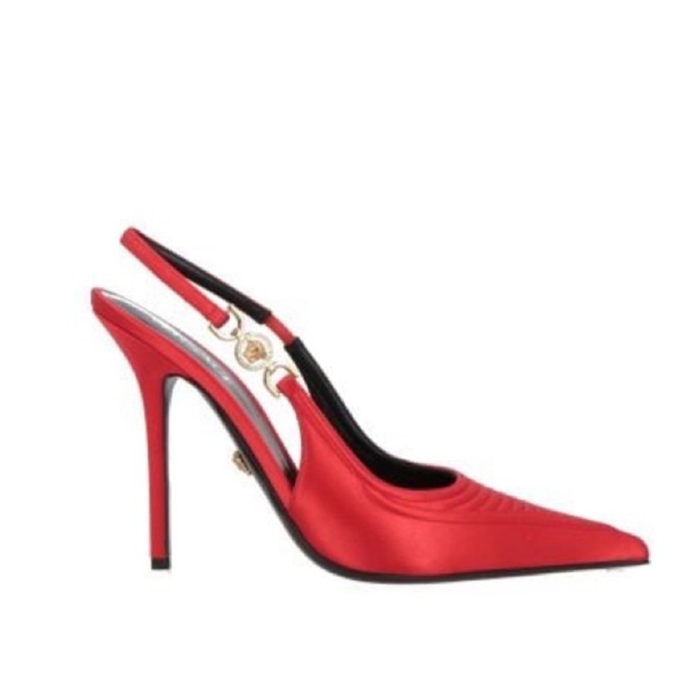 NIB VERSACE CORSET RED
SATIN GOLD MEDUSA
SANDALS HIGH HEEL PUMPS - Picture 3 of 9
